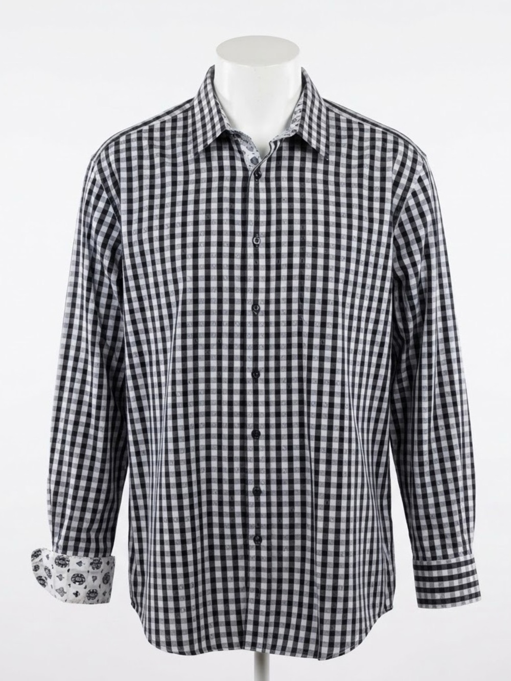 Robert Graham Poker Theme Button Down Shirt XXL 18.5 Black White Gingham